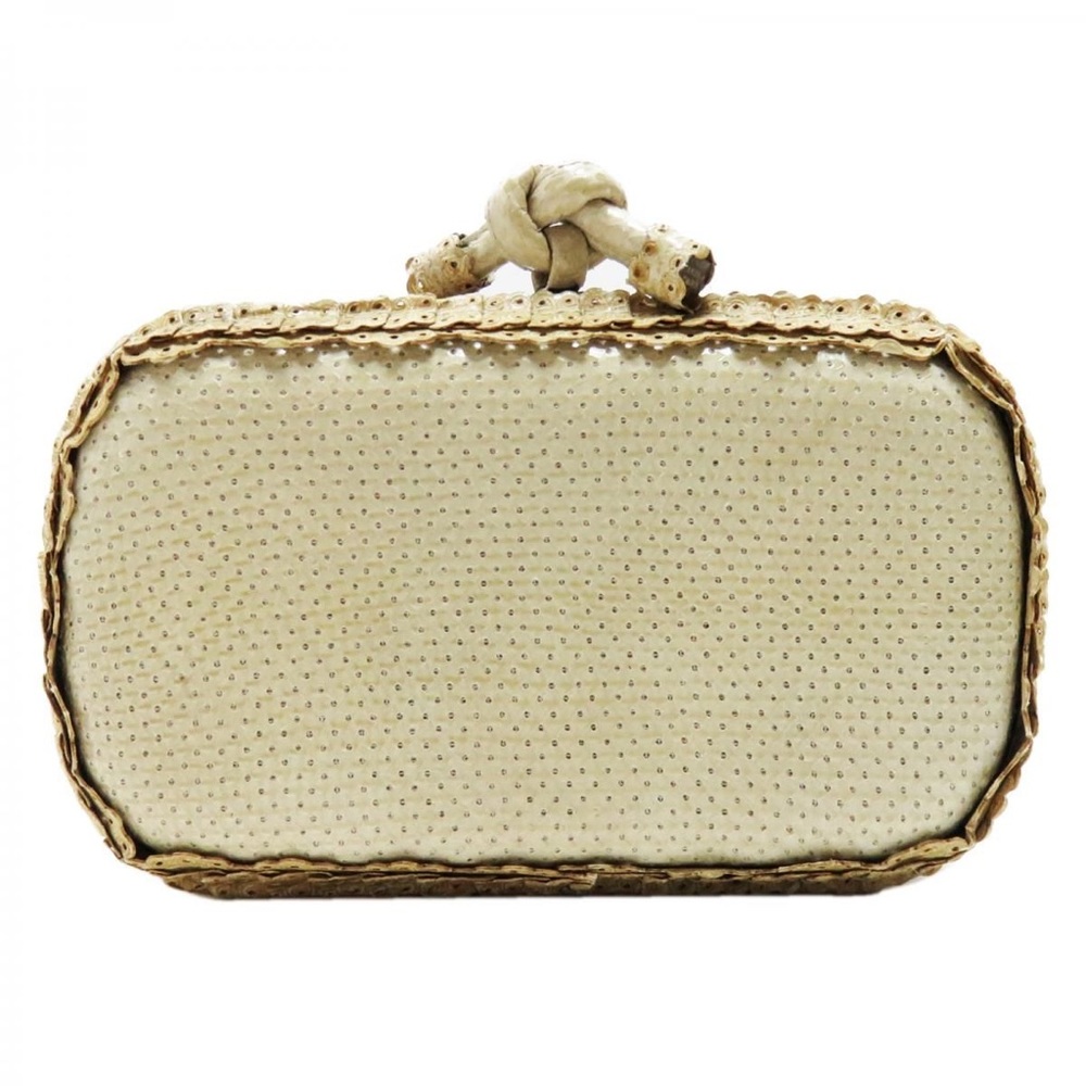 Bottega Veneta All Leather Knot Clutch Perforated Snakeskin RARE VINTAGE